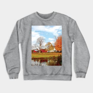 Farms - Farm by Pond in Autumn Crewneck Sweatshirt